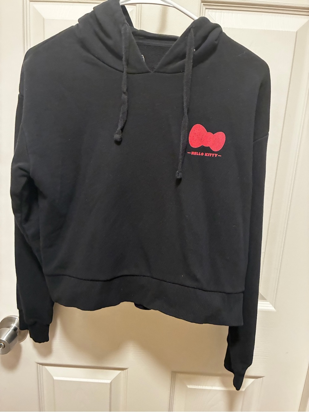 Sanrio Hello Kitty Black Hoodie with Red Bow Graphic
